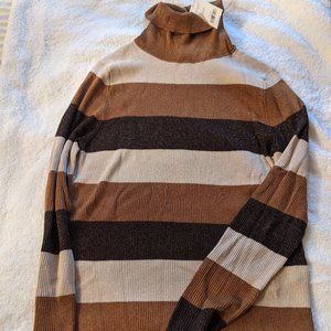 Banana Republic Striped Metallic Turtleneck Medium